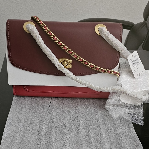 Coach Handbags - Coach Parker Colorblock Bag Red Apple Small Leather shoulder bag MSRP $375